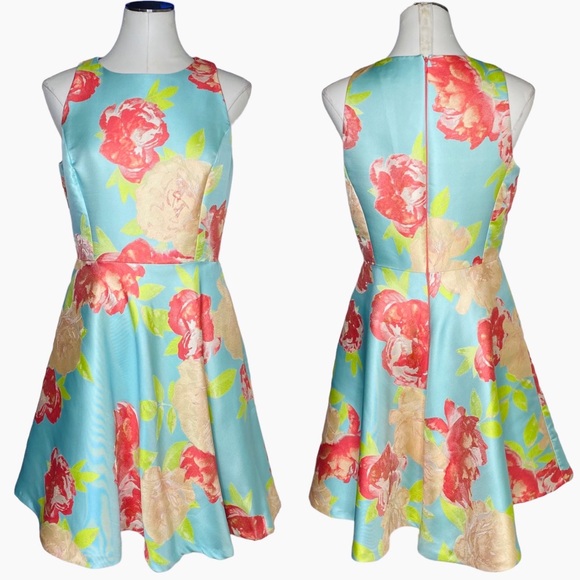 Tahari Floral Fit and Flare Dress - Picture 1 of 9